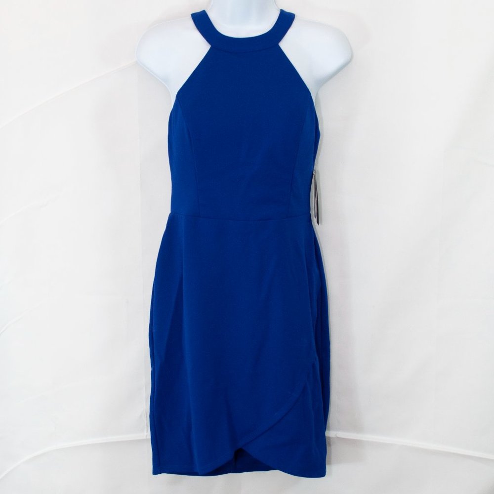 NEW City Studio Cocktail Dress Juniors 9 Blue Open Back Sleeveless Party G06